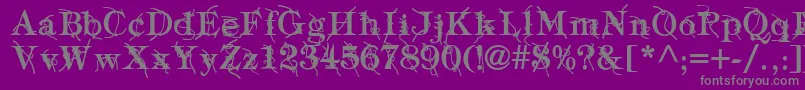 TypographyTiesBold-fontti – harmaat kirjasimet violetilla taustalla