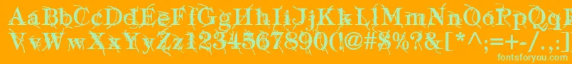 TypographyTiesBold-Schriftart – Grüne Schriften auf orangefarbenem Hintergrund