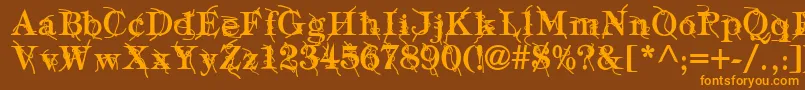 TypographyTiesBold-Schriftart – Orangefarbene Schriften auf braunem Hintergrund