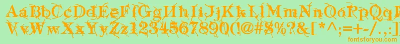 TypographyTiesBold-Schriftart – Orangefarbene Schriften auf grünem Hintergrund