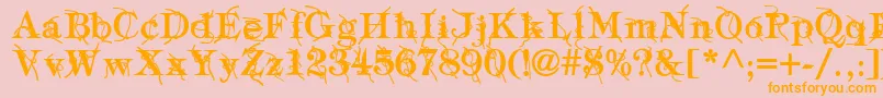 TypographyTiesBold-Schriftart – Orangefarbene Schriften auf rosa Hintergrund