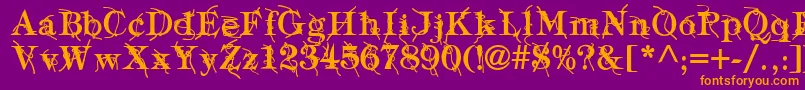 TypographyTiesBold-fontti – oranssit fontit violetilla taustalla