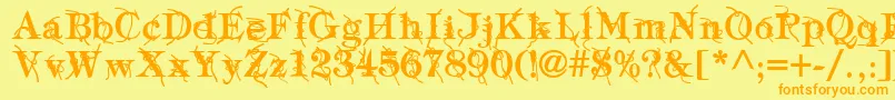 TypographyTiesBold-fontti – oranssit fontit keltaisella taustalla