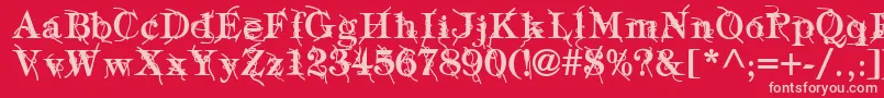 Fonte TypographyTiesBold – fontes rosa em um fundo vermelho