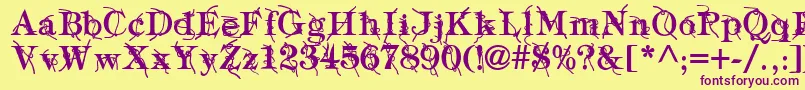 TypographyTiesBold-fontti – violetit fontit keltaisella taustalla