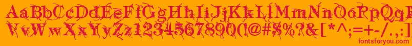 TypographyTiesBold-Schriftart – Rote Schriften auf orangefarbenem Hintergrund