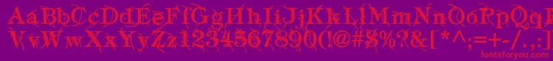 TypographyTiesBold-Schriftart – Rote Schriften auf violettem Hintergrund