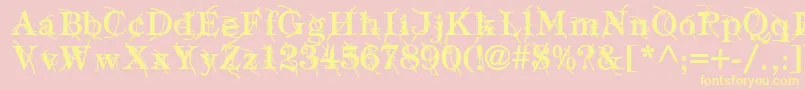 Fonte TypographyTiesBold – fontes amarelas em um fundo rosa