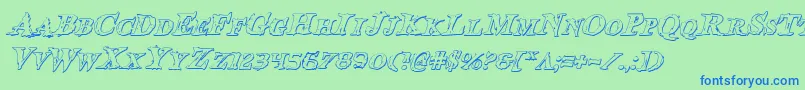 BloodCrowShadowItalic Font – Blue Fonts on Green Background