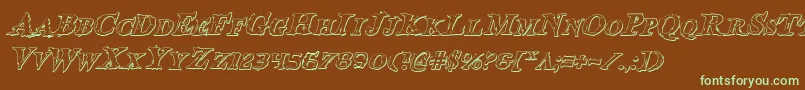 BloodCrowShadowItalic Font – Green Fonts on Brown Background