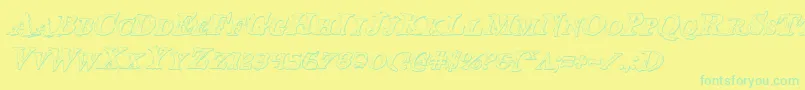 BloodCrowShadowItalic Font – Green Fonts on Yellow Background