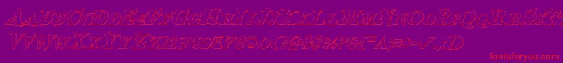 BloodCrowShadowItalic-Schriftart – Rote Schriften auf violettem Hintergrund