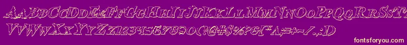 BloodCrowShadowItalic Font – Yellow Fonts on Purple Background