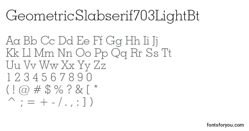 Schriftart GeometricSlabserif703LightBt – Alphabet, Zahlen, spezielle Symbole