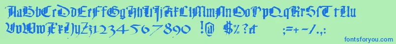 フォントMonkybusiness – 青い文字は緑の背景です。