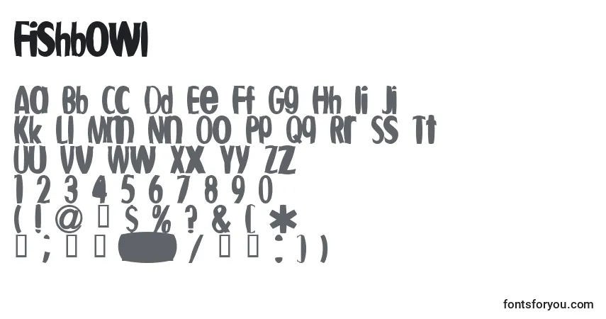 Schriftart Fishbowl – Alphabet, Zahlen, spezielle Symbole