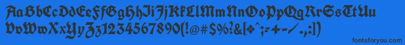 UnifrakturcookBold-fontti – mustat fontit sinisellä taustalla