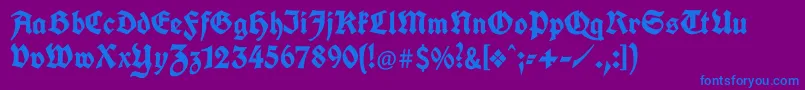 UnifrakturcookBold-Schriftart – Blaue Schriften auf violettem Hintergrund