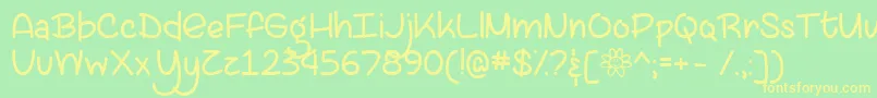 Шрифт LazySpringDayDemo – жёлтые шрифты на зелёном фоне