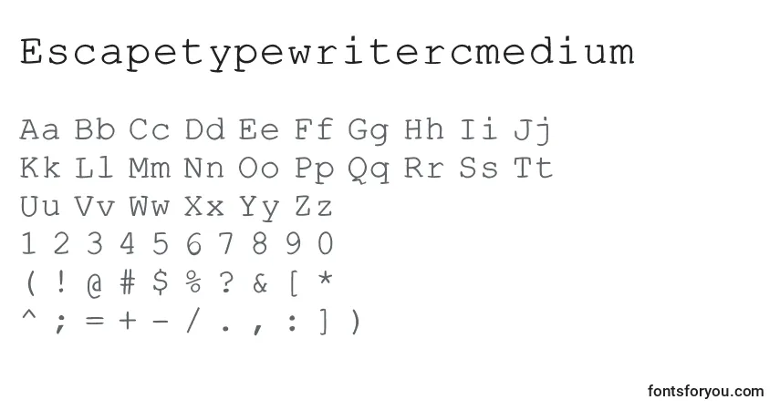 Czcionka Escapetypewritercmedium – alfabet, cyfry, specjalne znaki
