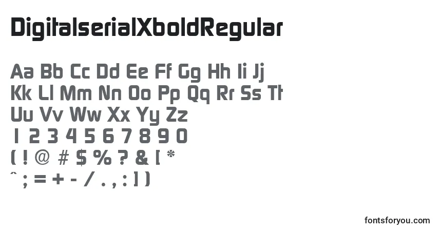A fonte DigitalserialXboldRegular – alfabeto, números, caracteres especiais
