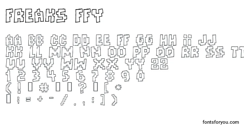 Czcionka Freaks ffy – alfabet, cyfry, specjalne znaki