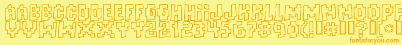Freaks ffy-Schriftart – Orangefarbene Schriften auf gelbem Hintergrund