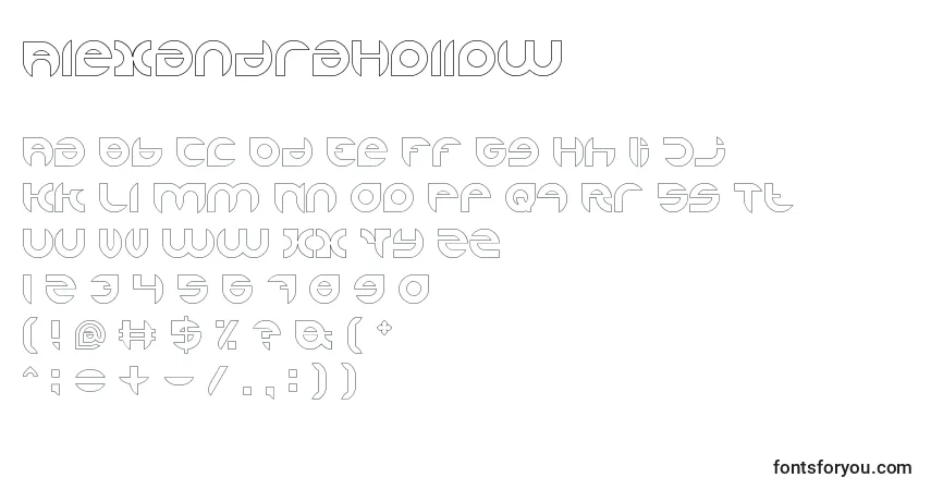 Schriftart AlexandraHollow – Alphabet, Zahlen, spezielle Symbole