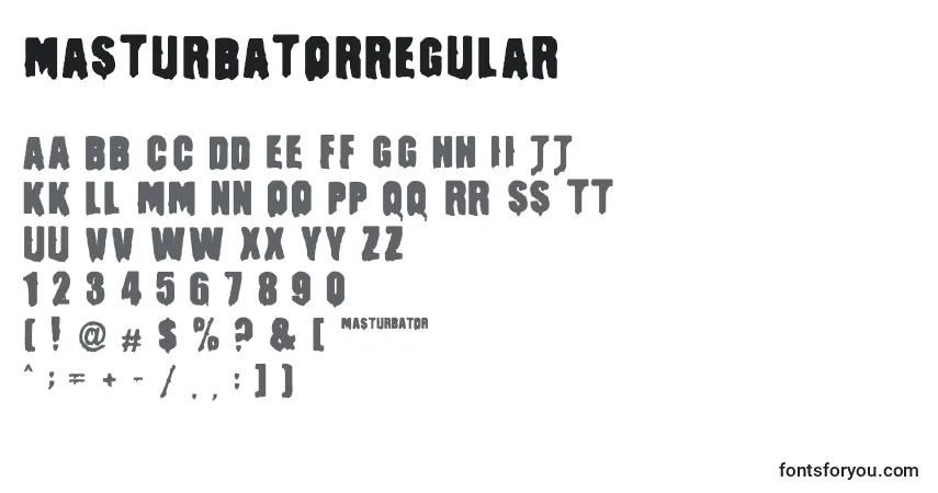 Шрифт MasturbatorRegular – алфавит, цифры, специальные символы