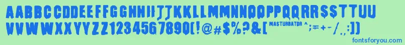 MasturbatorRegular Font – Blue Fonts on Green Background