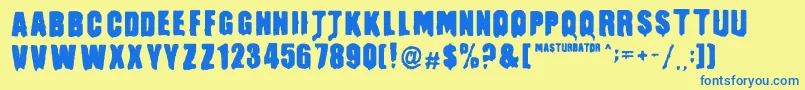 Czcionka MasturbatorRegular – niebieskie czcionki na żółtym tle