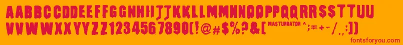 MasturbatorRegular-Schriftart – Rote Schriften auf orangefarbenem Hintergrund