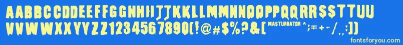 MasturbatorRegular-Schriftart – Gelbe Schriften auf blauem Hintergrund