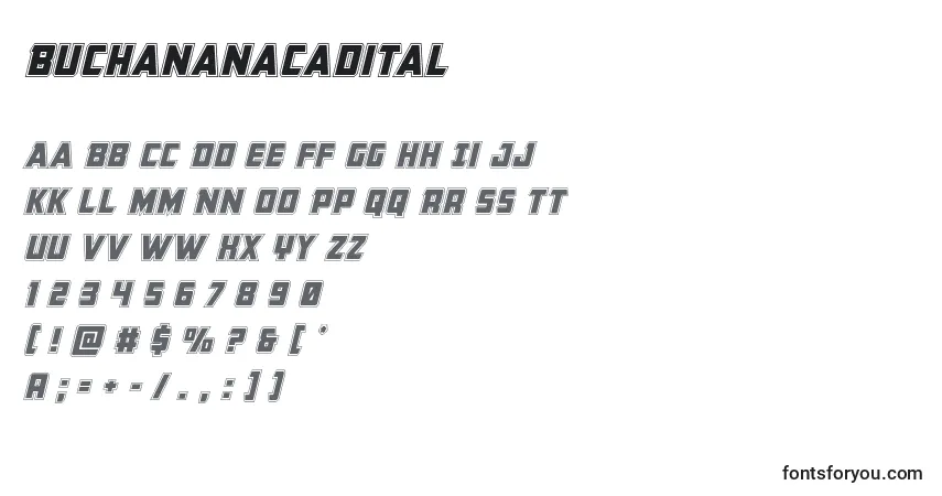 Buchananacadital Font – alphabet, numbers, special characters
