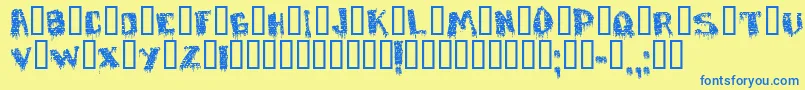 Defaced Font – Blue Fonts on Yellow Background