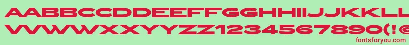 Czcionka ZeppelinOtBold – czerwone czcionki na zielonym tle
