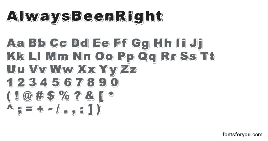 AlwaysBeenRight Font – alphabet, numbers, special characters