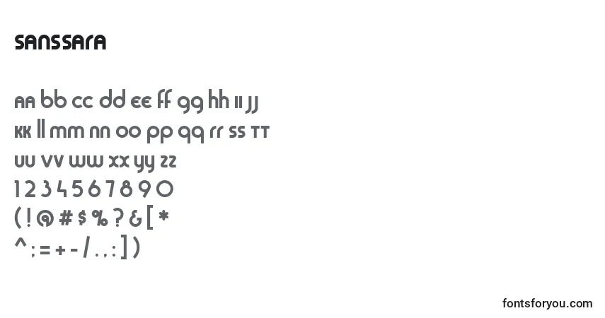 SansSara-fontti – aakkoset, numerot, erikoismerkit