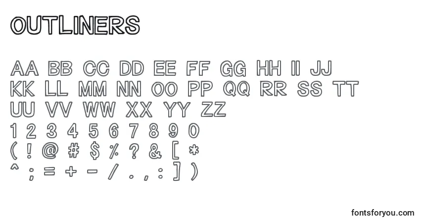Schriftart Outliners (107942) – Alphabet, Zahlen, spezielle Symbole