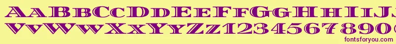 Czcionka DiplomatascRegular – fioletowe czcionki na żółtym tle