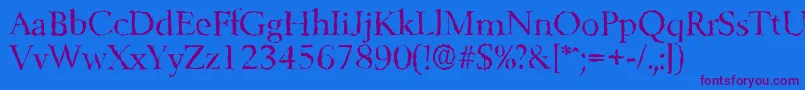 BelfastrandomRegular-Schriftart – Violette Schriften auf blauem Hintergrund