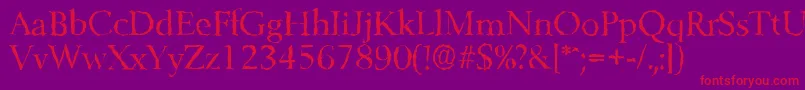 BelfastrandomRegular-Schriftart – Rote Schriften auf violettem Hintergrund