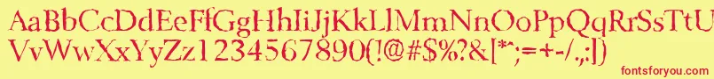 BelfastrandomRegular-fontti – punaiset fontit keltaisella taustalla