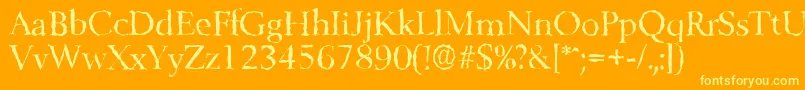 BelfastrandomRegular-Schriftart – Gelbe Schriften auf orangefarbenem Hintergrund