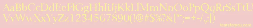 BelfastrandomRegular-Schriftart – Gelbe Schriften auf rosa Hintergrund