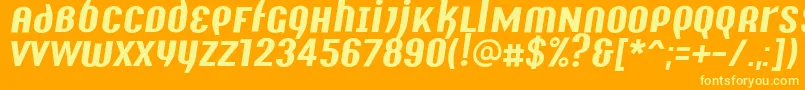 Y2kAnalogLegacyItalic-Schriftart – Gelbe Schriften auf orangefarbenem Hintergrund