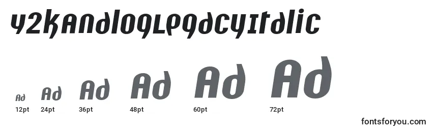 Размеры шрифта Y2kAnalogLegacyItalic