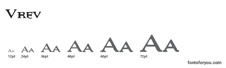 Размеры шрифта Vrev