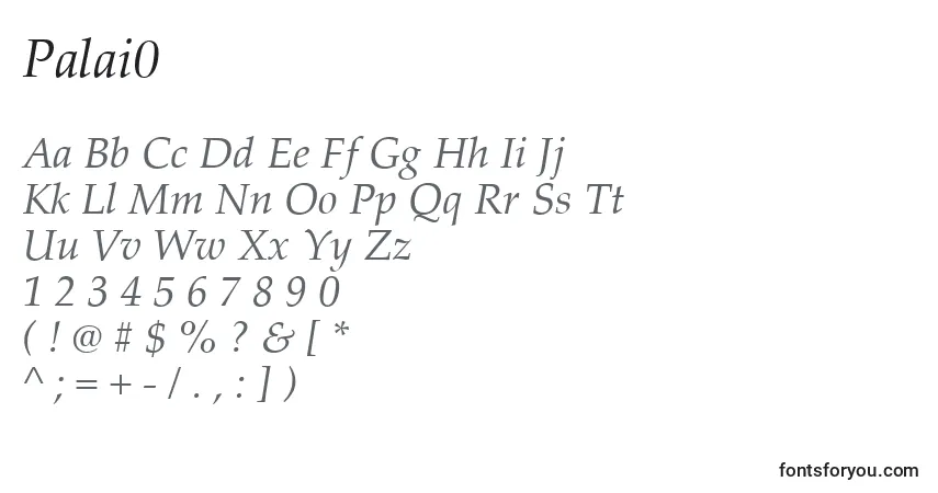 A fonte Palai0 – alfabeto, números, caracteres especiais