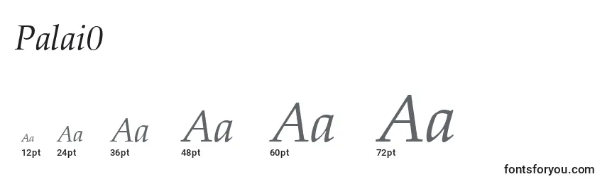 Размеры шрифта Palai0